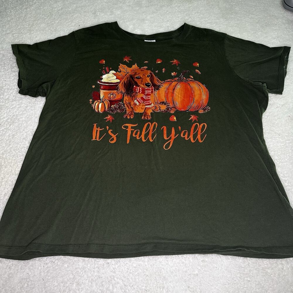 Dachshund "It's Fall Y'all" Port & Co T-Shirt - Women's Size XXL - Green